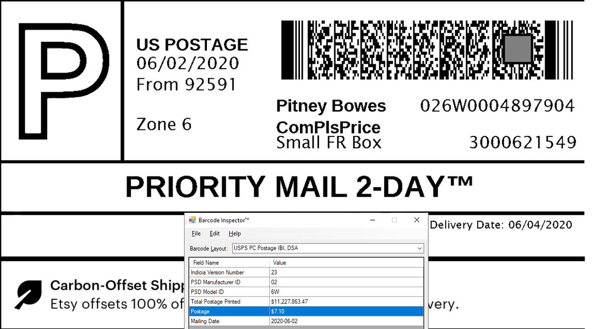 PostageAuditor's tweet photo. USPS Postage Reseller NSA Report
Etsy/Pitney Bowes
Priority Mail, Small Flat Rate Box
Mailing Date: 06/02/2020
NSA Price: $7.10
Published Price: $7.65
Reseller Profit: $0.55 (7%) https://t.co/YrEaqfov7F