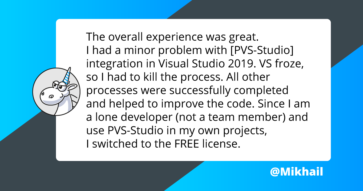 pvs_studio's tweet image. #feedback #pvsstudio