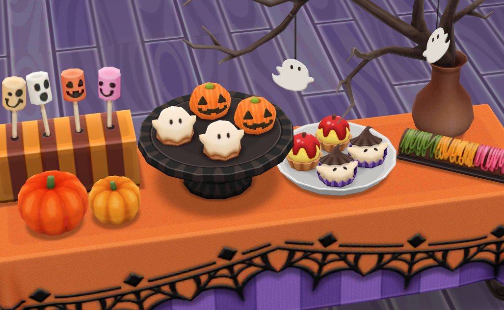 Pocket_Camp's tweet photo. These treats are so sweet, it's almost scary! A dessert-filled Halloween party kicks off with the Sweet Scavenger Haunt (get it?), which is on now! https://t.co/d91XI6HNTG