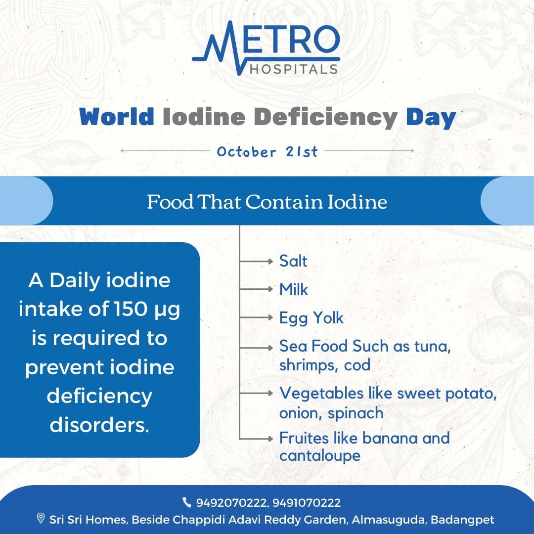 metrohosp's tweet photo. More than 1·9 billion individuals have iodine deficiency of which 285 million are school-aged. It also causes brain damage leading to learning disabilities and psychomotor impairment.
Get balanced nutrition, be healthy!
#iodinedeficiencyday #healthawareness https://t.co/GT5UDmghBR