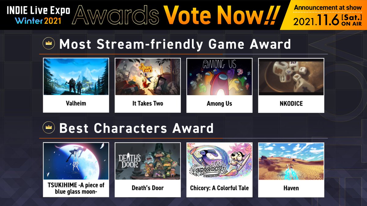 INDIELiveExpoEN's tweet photo. The voting page for #INDIELiveExpo Awards has opened!
Please vote for indie games that left the greatest impression on you!
We will give the award to the greatest indie games chosen by you and the judges!

Details here
https://t.co/Ge2gKZimSP

#indiegames #indiedev https://t.co/RMjAcskX4w