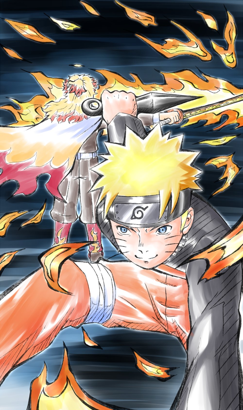 太一 Skeb募集中 今日のお絵かき 完成 煉獄杏寿郎 対 うずまきナルト 今回はカッコいい方向性に振ってみたけどまだまだ勉強不足なだけに学ぶことが多かった 絵の世界は深い ﾟ ﾟ 3 ヒノカミ血風譚 サイバーコネクトツー ナルティメットヒーロー 鬼