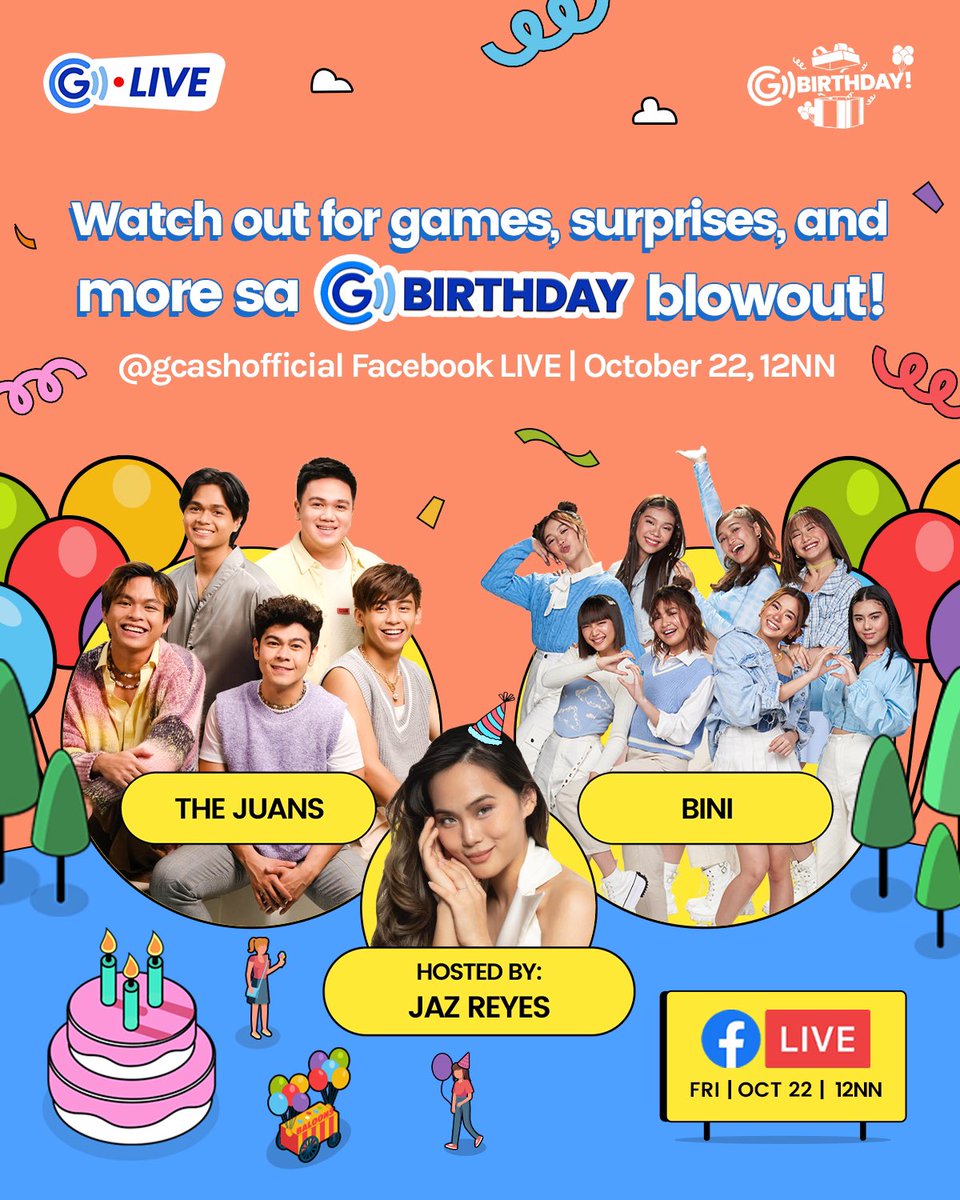 TEAMBLOOMPH's tweet photo. Tomorrow! October 22, 2021 | 12nn

Mark your calendars! We said.. mark your calendars! BINI Live with The Juans on GBirthday blowout on GCash official FB Page! 

#BINI @BINI_ph https://t.co/ns6Og55LKP