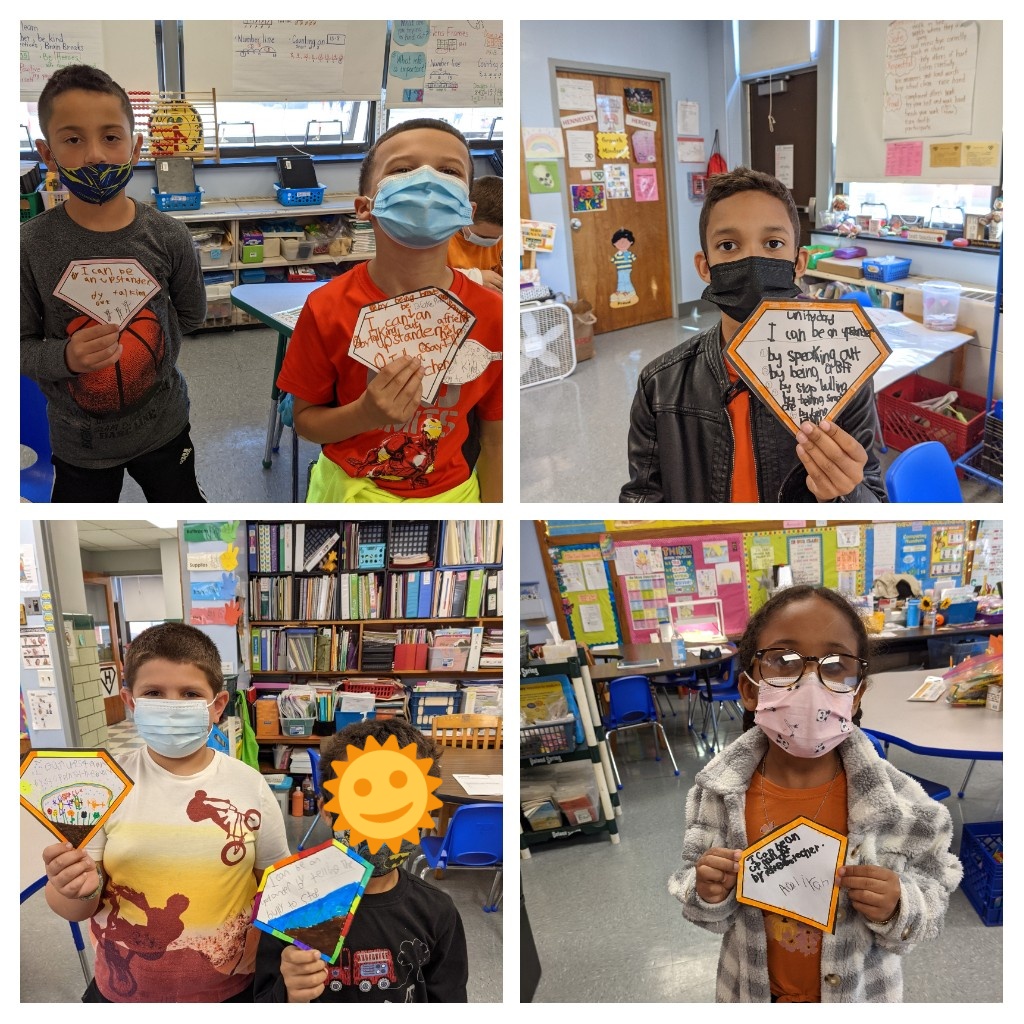 2nd grade Heroes share how to be Upstanders during #UnityDay2021. They know how to show kindness through acceptance, support, and inclusion of everyone! 🧡 #HennesseyRising #WearOrange
