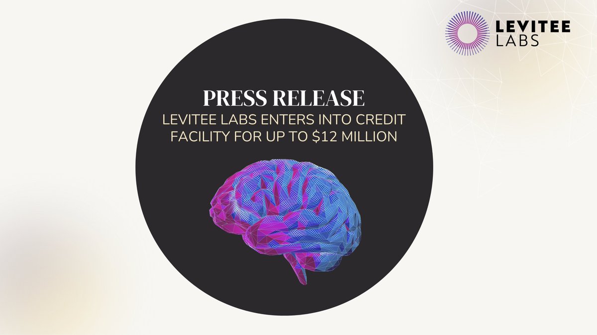 LeviteeLabs's tweet photo. We're pleased to report we have entered into a financing agreement for up to $12 million to further business expansion, including the future acquisition of #MentalHealth treatment assets + for working capital purposes. $LVT $LVTTF
https://t.co/u4Px5kQzPP https://t.co/TA6ZNQ8Ogl