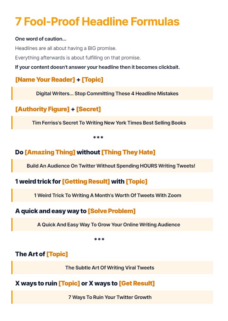 thebrianto's tweet photo. Mastering headlines is one of the easiest ways to LEVEL UP your copywriting.

Best part? Anyone can do this.

Plug these into your copy and watch your clicks skyrocket.

7 Headline Formulas That Always Work 👇 https://t.co/Ydv5M1ERmd
