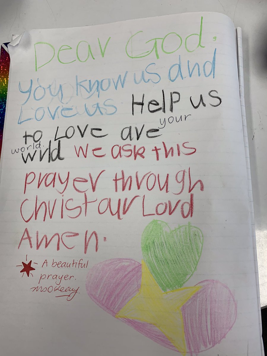 MsOLeary6's tweet photo. Learning about Prayer in Year One @StBernardines We are assisting the students with writing prayers, using the ‘You-Who-Do-Through’ model. 🙏 They are doing beautifully, and love sharing their prayers afterwards. @MissLenihan https://t.co/rcNLBDco5F