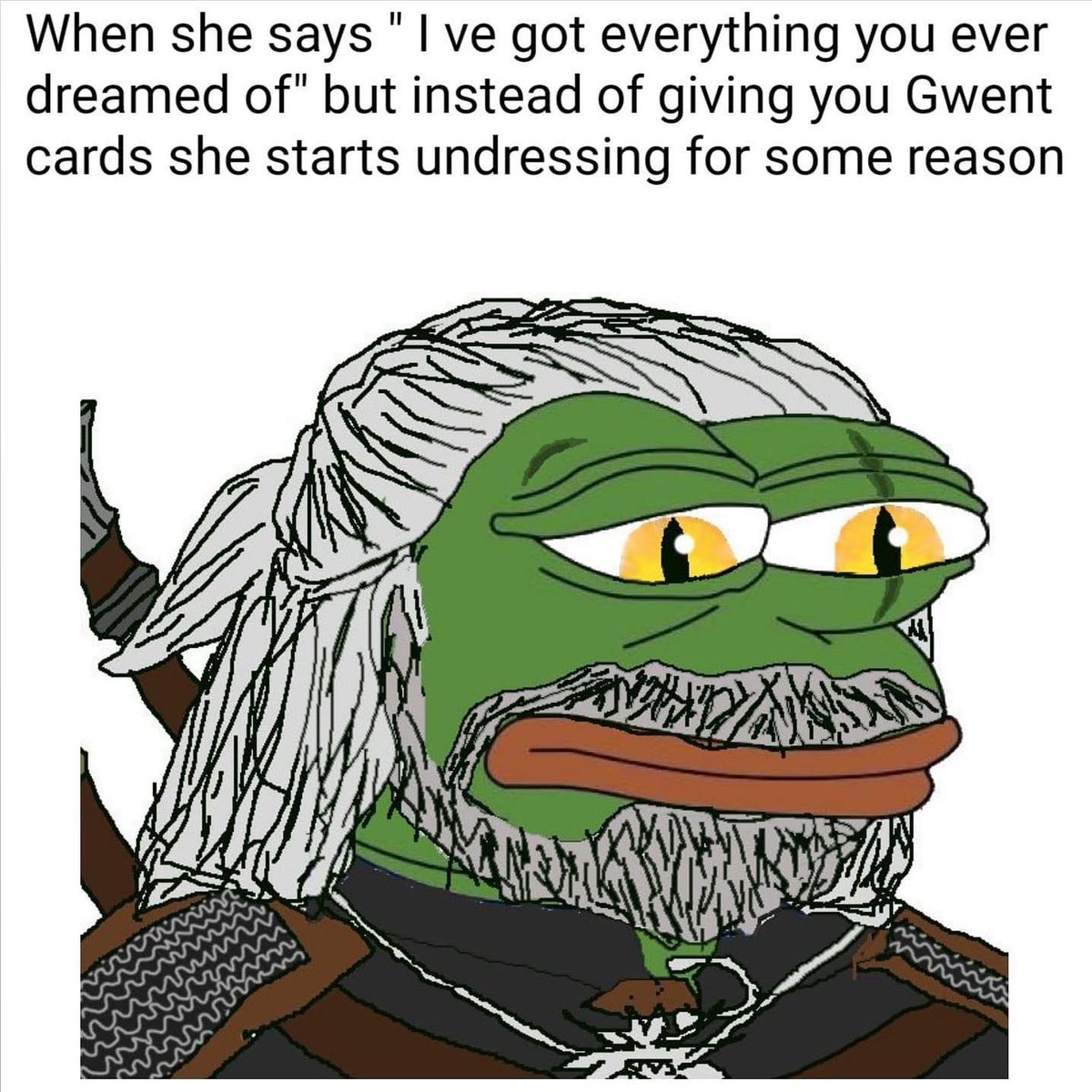 Singularity_lol's tweet photo. How it feels every night 😭 #gwent #witcher #witchermeme #meme https://t.co/zQWoVZcatV