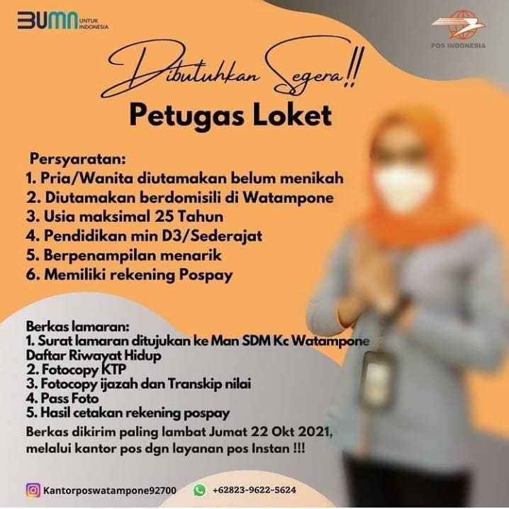 LOWONGAN KERJA Kantor Pos Watampone

Cek kualifikasinya dan lamar sekarang!