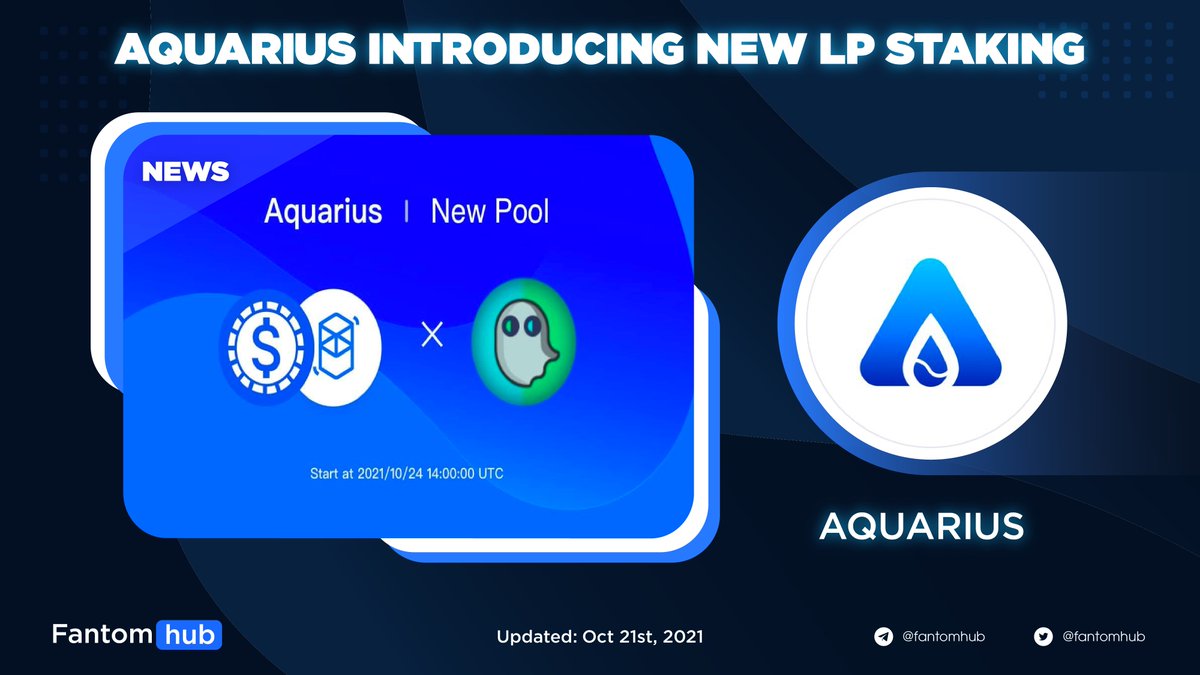 .<a href="/Aquarius__Fi/">Aquarius.Fi</a> Introducing New LP Staking
Start at Oct. 24th

Provide aUSD/FTM  Liquidity on <a href="/Spirit_Swap/">SpiritSwap</a>
Stake LP tokens to Earn $AQU

Details
ftm.liquity.fi/farms

#ftm $ftm #Fantomhubnews