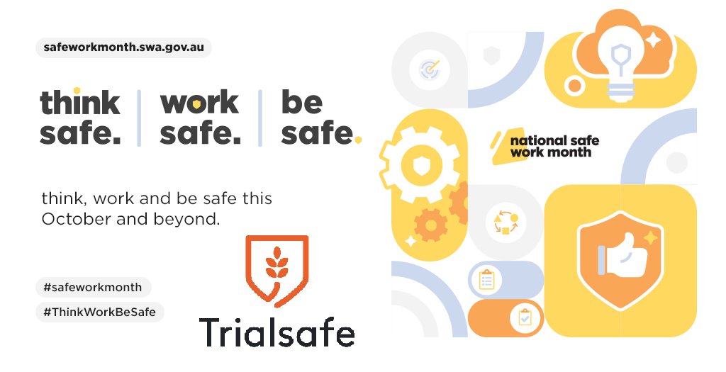 trialsafe's tweet photo. October is National Safe Work Month.
At Trialsafe we believe sharing safety stories, outcomes and initiatives will help eliminate repeated preventable incidents across our research community.
We encourage everyone working in Ag to #ThinkWorkBeSafe
#trialsafe #SafeWorkMonth https://t.co/rVNGStjn3J