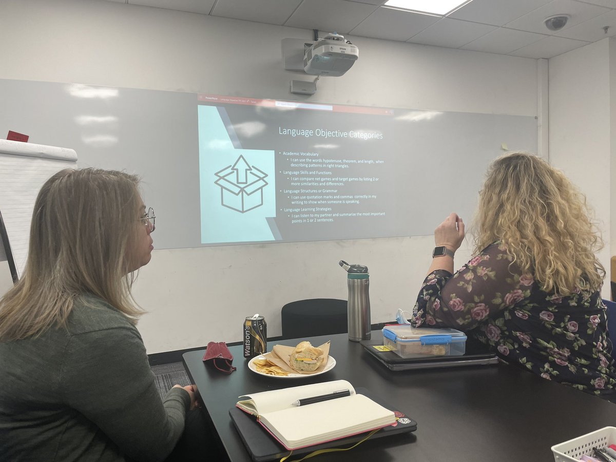 Our instructional coaches <a href="/SarahSisu/">sarah sisu</a>  and Angie facilitate thinking and dialogue around content and language objectives during #learnisb ‘s Lunch and Learn series