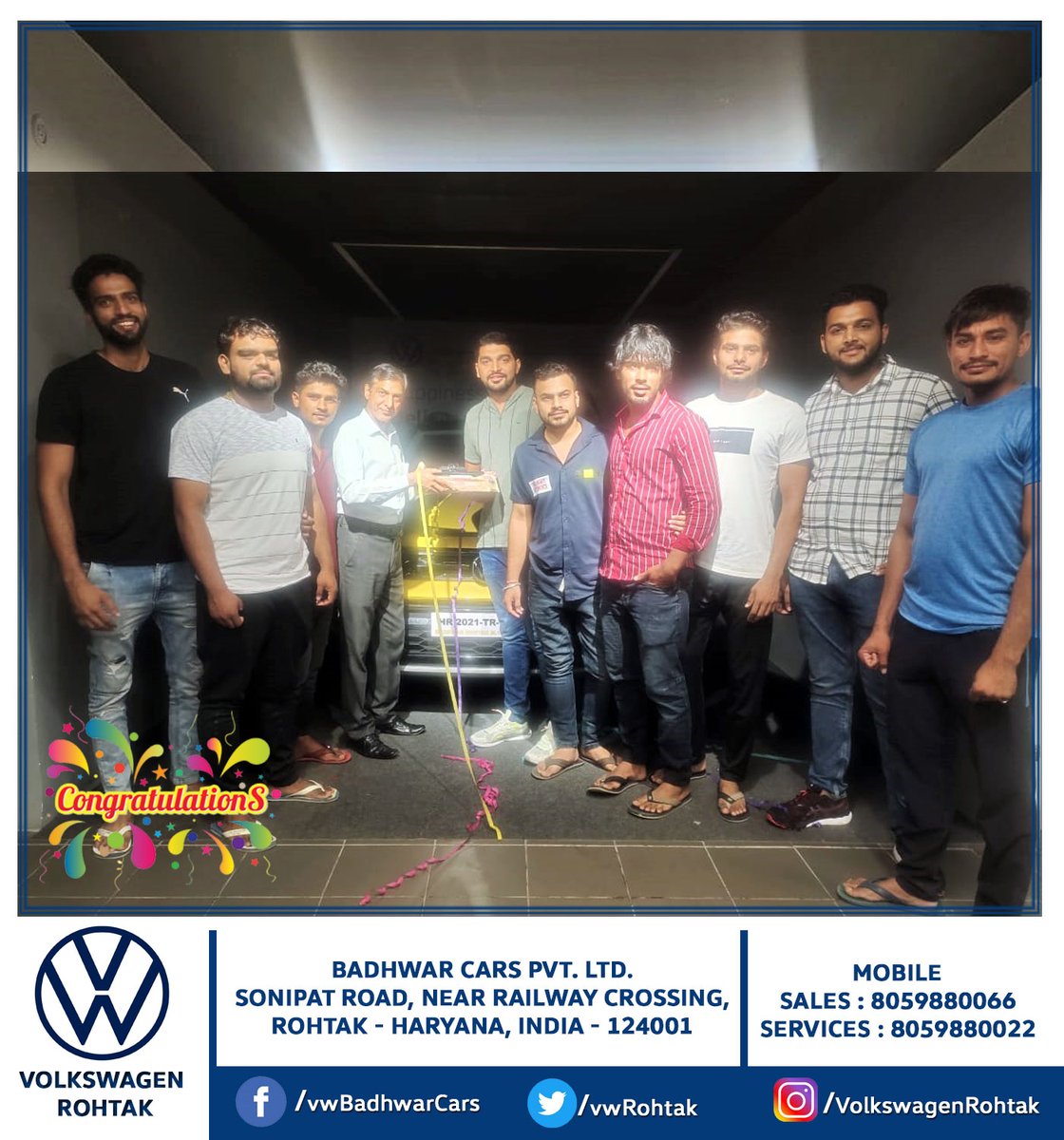 vwrohtak's tweet photo. #Congratulation 🎉 Mr. Ajay Ji for Being a Part of Badhwar Cars Volkswagen Rohtak Family.
For Test Drive &amp; More Info Call Us : +91-8059880066
***We Express Our Heartfelt Gratitude And Happiness***
Thanks &amp; Regards
#volkswagen #VolkswagenRohtak #VolkswagenTaigun #Taigun #taigungt https://t.co/o0aZRCIXtp