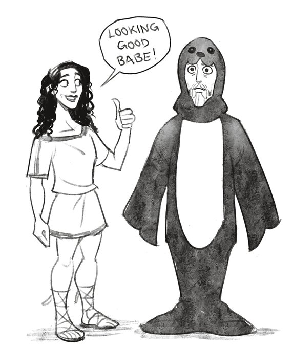 #ClassicsTober Day 20: Clothing

we REALLY don't give Odyssey 4 enough credit for the sheer comedy potential of Menelaus having to wrestle Proteus in a sealskin 