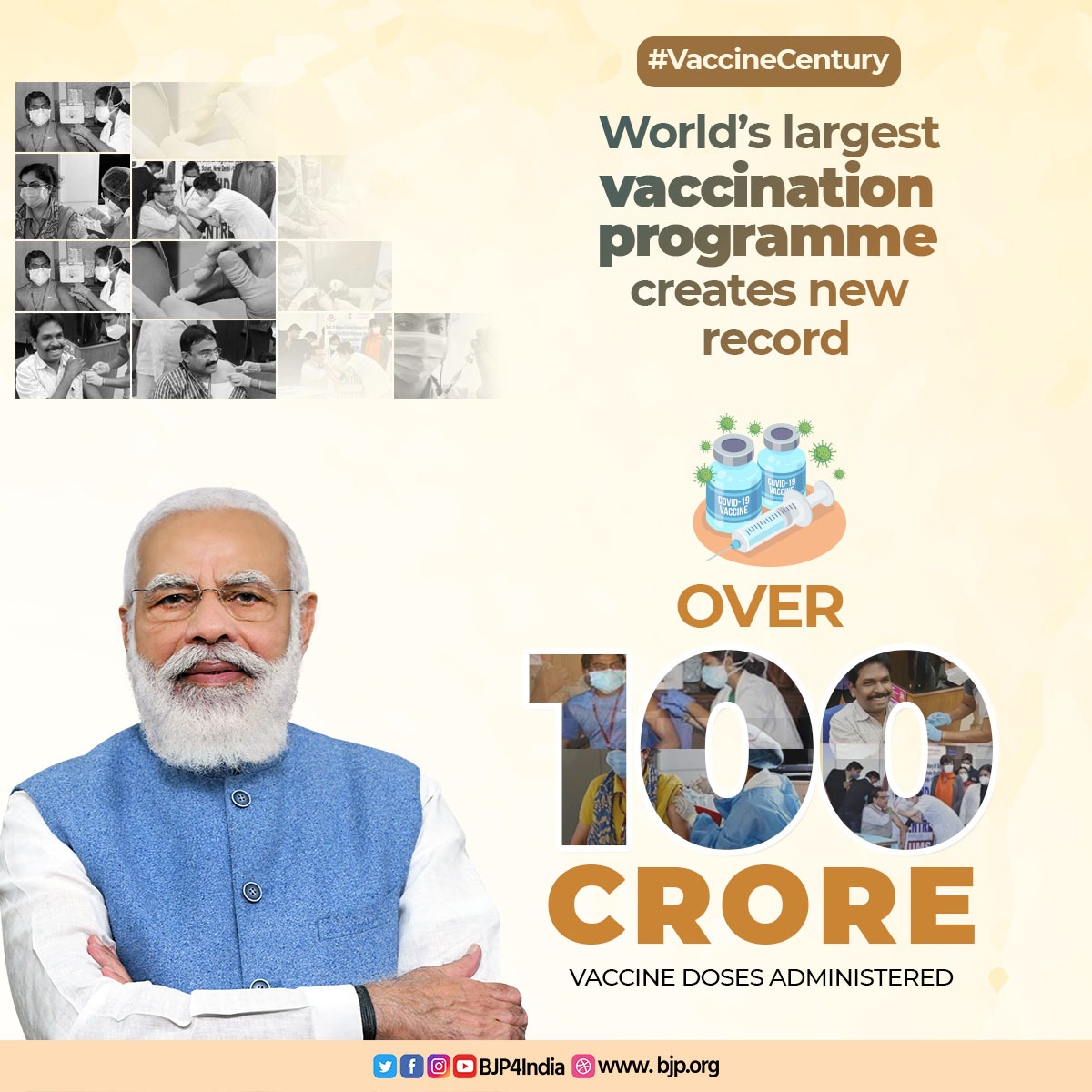 BJP4India's tweet photo. Well done, India!

#VaccineCentury https://t.co/ctttJ7duH6