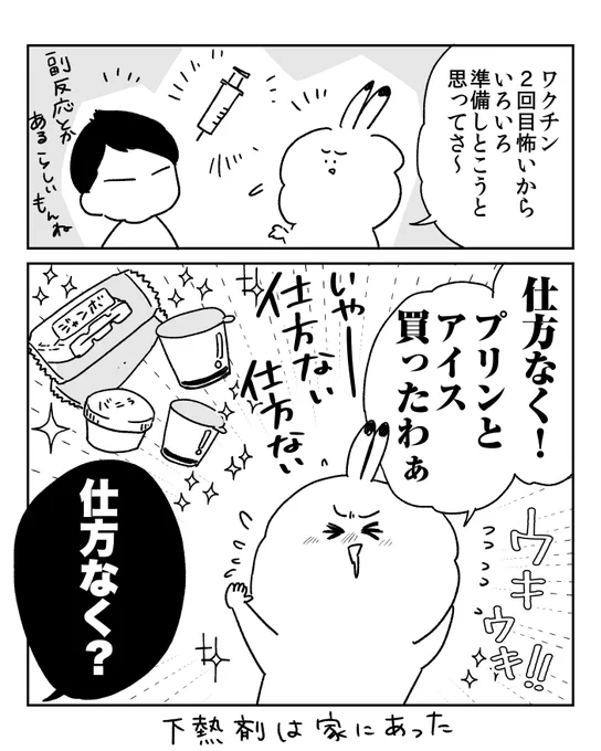 ワクチン2回目怖すぎて仕方なく準備した。 