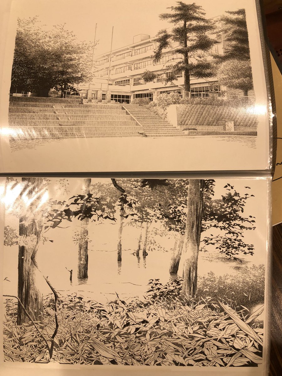 去年好評だった無駄に細かい背景画のファイルも用意。それとは別に額装した背景も展示。虫眼鏡持参でご覧ください(;'∀`) 