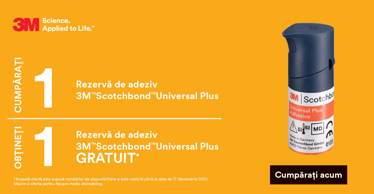 DentotalProtect's tweet photo. Incercati acum primul adeziv universal radiopac 3M™ Scotchbond™ Universal Plus!

🔥ACUM 1+1 GRATUIT

https://t.co/y4DsJFz1BK

#dentotal #dentotalprotect #dentist #dentistry #stomatologie #3m #scotchbond #scotchbondplus https://t.co/wxxGEWjlGX