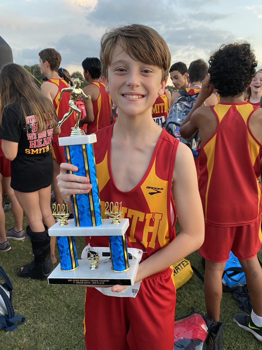 7th grade XC District meet. Olivia placed 7th out of 103 girls! Aiden placed 74th out of 144 boys. The 7th grade girls placed 4th overall out of 19 teams and the 7th grade boys placed 3rd overall. <a href="/CFISDAthletics/">CFISDAthletics</a> <a href="/CyFairISD/">Cypress-Fairbanks ISD</a> <a href="/MsSabercat/">Smith Middle School Lady Sabercat Athletics</a> @SmithPrincipal1