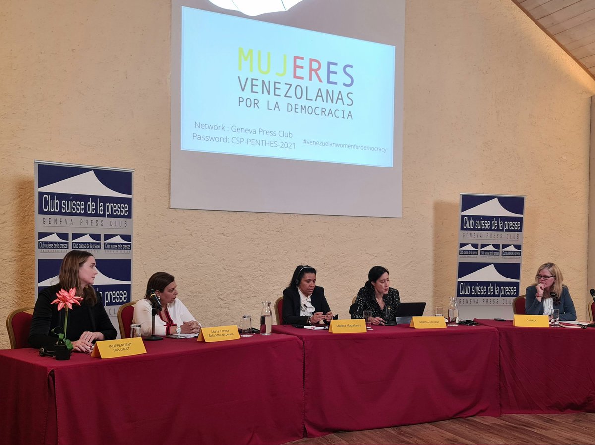 #Ahora Mujeres Venezolanas por la Democracia, se reúnen en #Ginebra con Rep de países de Europa y América. Un evento fundamental para mostrar la batalla que estamos forjando las mujeres venezolanas comprometidas con la recuperación de la democracia.
#VenezuelanWomenForDemocracy