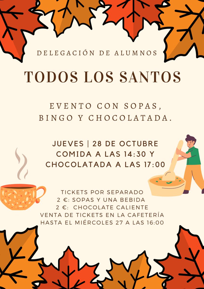 ¿Te vas a perder nuestro evento antes de Todos los Santos? Compra ya tus tickets en nuestra cafetería 🍲 ☕