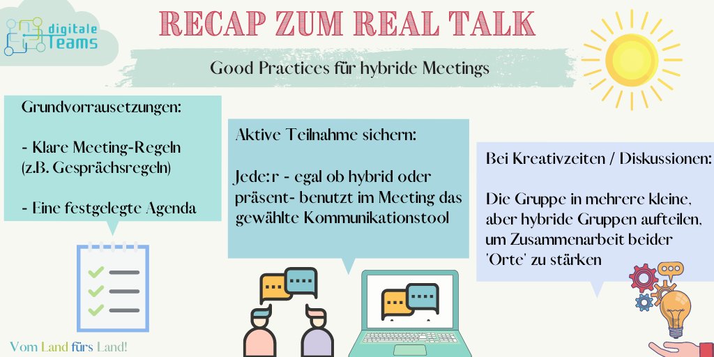 𝐖𝐢𝐞 𝐬𝐞𝐡𝐞𝐧 𝐞𝐢𝐠𝐞𝐧𝐭𝐥𝐢𝐜𝐡 𝐞𝐟𝐟𝐞𝐤𝐭𝐢𝐯𝐞, #𝐡𝐲𝐛𝐫𝐢𝐝𝐞 #𝐌𝐞𝐞𝐭𝐢𝐧𝐠𝐬 𝐚𝐮𝐬? In unserem letzten #RealTalk haben wir #Good #Practices gesammelt. Was hat sich bei euch bisher bewährt?