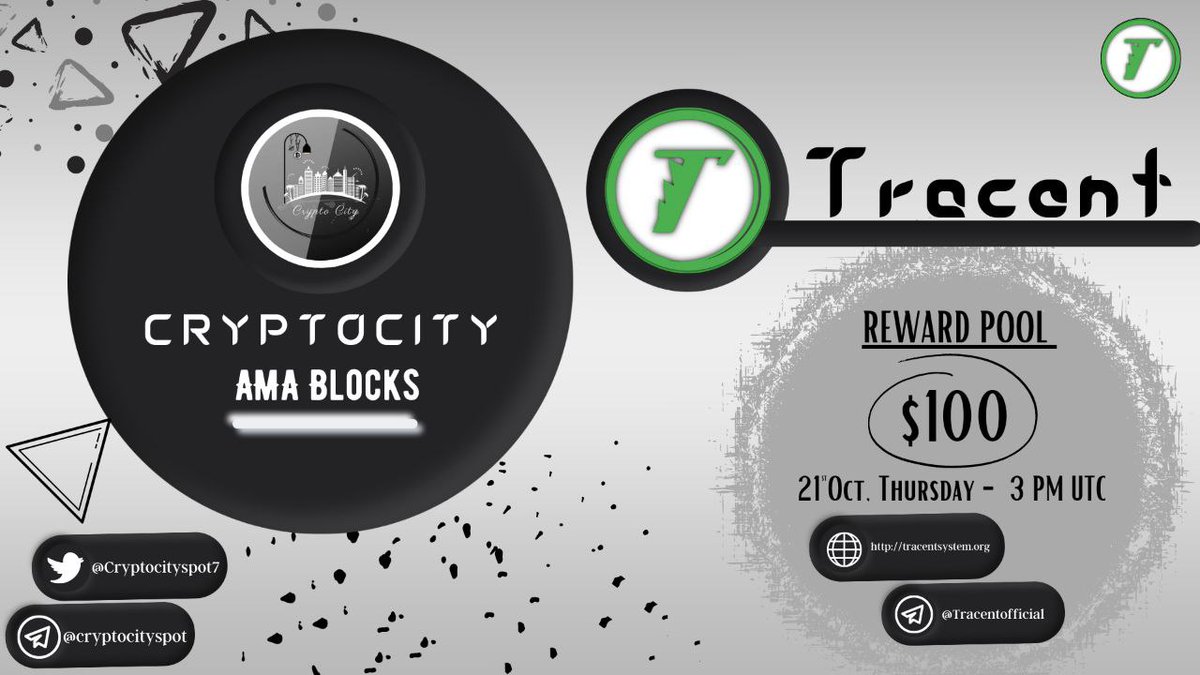 navex_eth's tweet photo. Crypto City is going to hold an AMA with @OfficialTracent in @Cryptocityspot7 
Telegram community.
Reward: 
$100 
Time: 
October 21th ,2021
3:00PM UTC
 
Follow 
1. @Cryptocityspot7
2. @OfficialTracent
Like , retweet &amp; tag 3 friends. https://t.co/9PQcSy1Q52