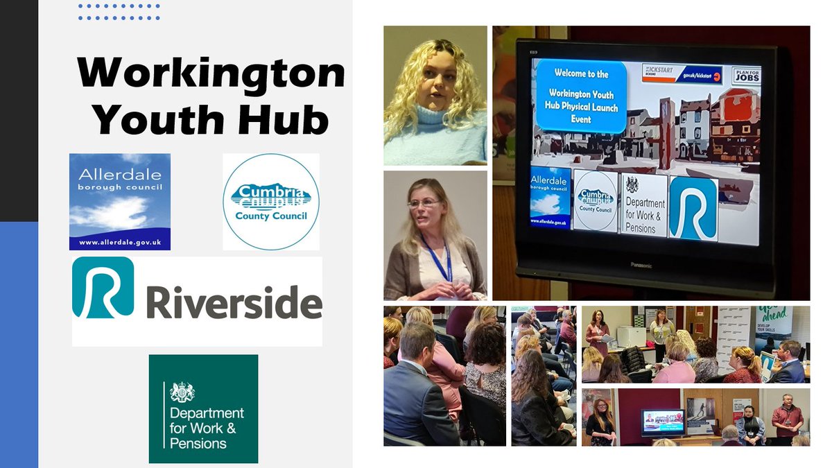 Yesterday the <a href="/dwp/">DWP</a> Youth Hub opened in #Workington
Thank you to our key partners who's support has been vital in securing this community based location <a href="/allerdale/">Allerdale Council</a> <a href="/CumbriaCC/">Cumbria County Council</a> <a href="/RiversideCumbr1/">RiversideCumbria</a> 
Inspirational speakers including Youth Hub Work Coach Karris &amp;  Rebekka from <a href="/CYAUK/">CumbriaYouthAlliance</a>