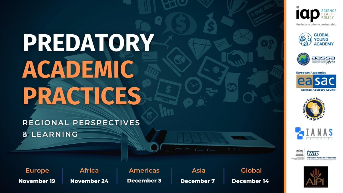 IAPartnership's tweet image. Registration now open! Beginning on 19 Nov, IAP will host a series of free webinars to raise awareness of #predatoryjournals and #predatoryconferences in both the regional and global research communities. Register here: tinyurl.com/predatorypract…