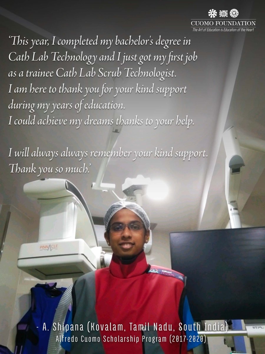 A heart-warming testimony from #India by a scholarship holder granted by the Cuomo Foundation, one of many success stories… Congratulations to your promising career. #scholarships #education #empowerment