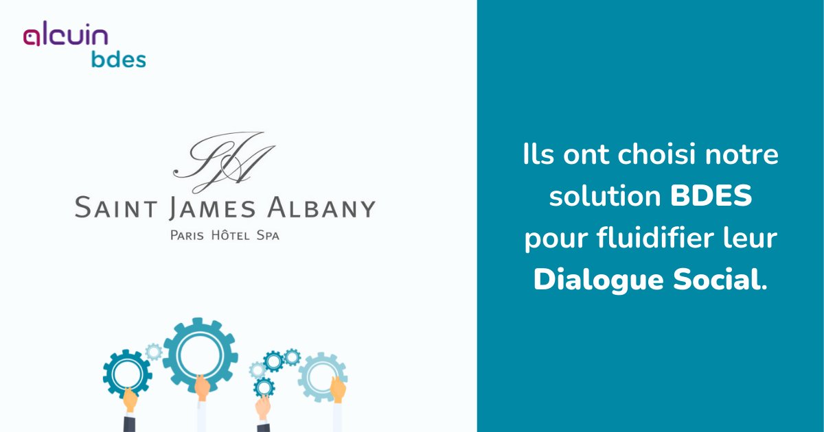 📢 [Nos Clients]

Alcuin BDES accompagne plus de 200 organisations au quotidien pour fluidifier les échanges avec leurs IRP.
Nous souhaitons la bienvenue au groupe #HôtelSaintJamesAlbany, qui a choisi notre solution BDES.

#bdes #bdese #dialoguesocial #relationssociales
