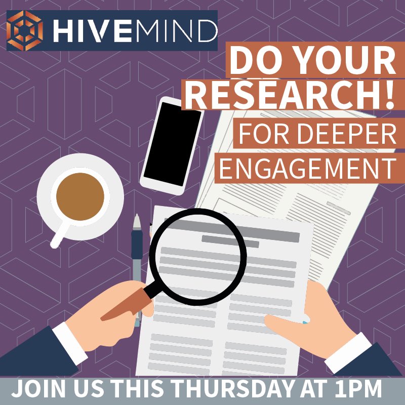Hello everyone!

Today (Thursday) 13:00(BST) Hivemind is having another insightful speaker for this weeks Fireside Chat! 

We have the knowledgeable <a href="/milesagilitypr/">Miles Clayton</a> on“Do Your Research! For Deeper Engagement”.

Link in the bio.
#hivemindcommunity #firesidechat #networkcommunity