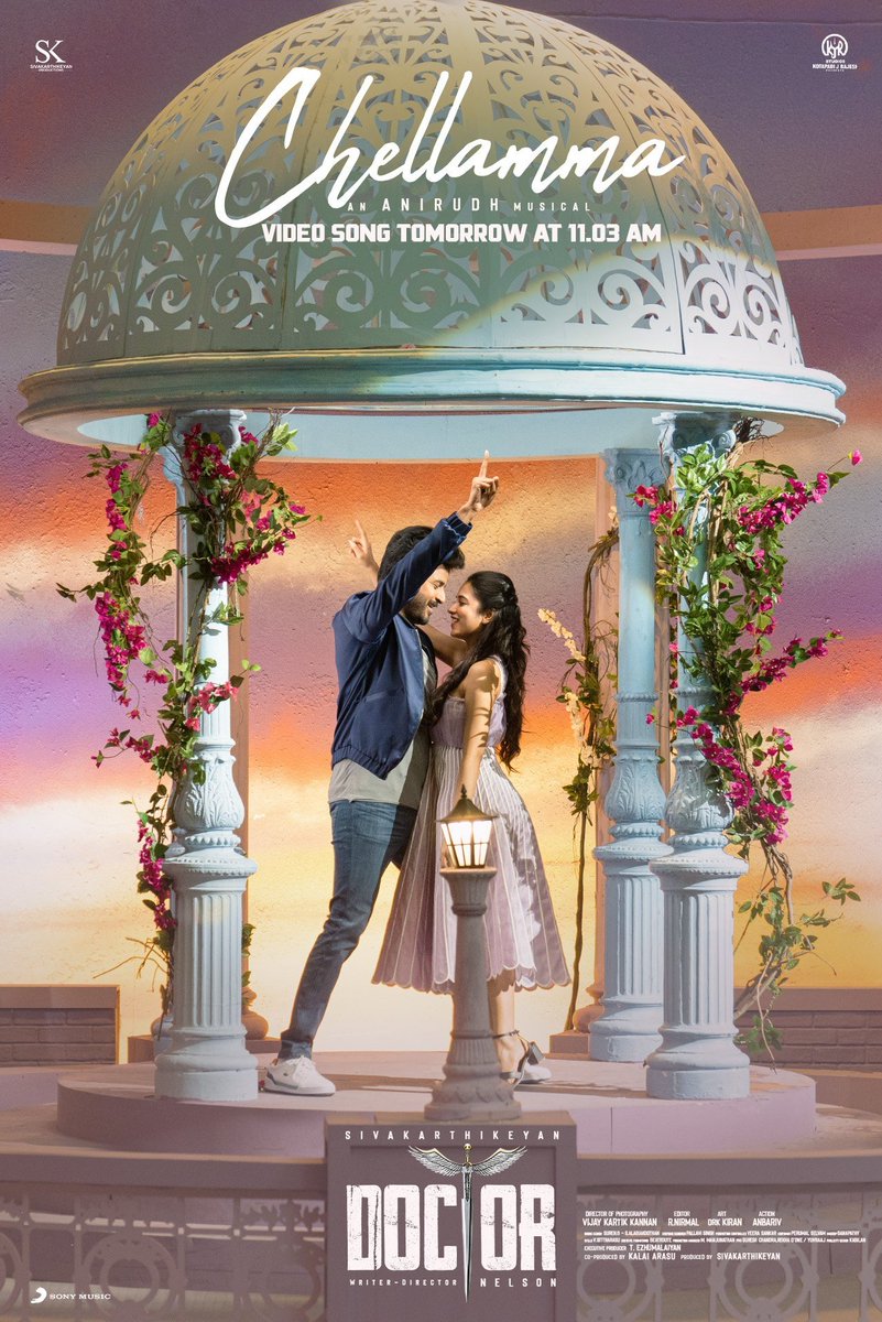 proyuvraaj's tweet photo. #ChellammaVideoSong from #DOCTOR will be releasing tomorrow at 11:03 AM 🥳🕺

#Chellamma #BlockbusterDOCTOR

@Siva_Kartikeyan @Nelsondilpkumar @anirudhofficial @kjr_studios @SKProdOffl #Vinay @priyankaamohan @iYogiBabu @KalaiArasu_ @KVijayKartik @Nirmalcuts @EzhumalaiyanT https://t.co/3TNFEgK75c