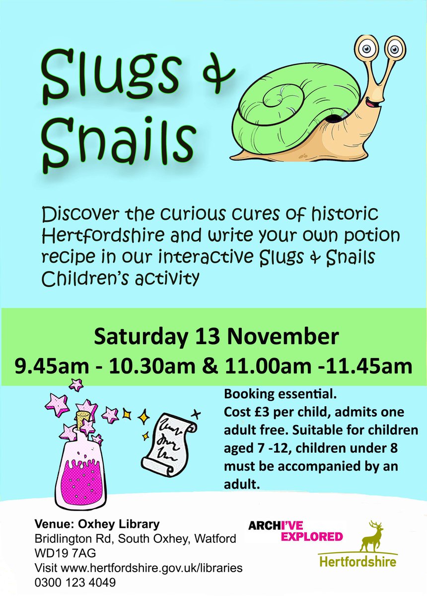 HertsArchives's tweet photo. Coming up this Saturday 13th November is more of our #ExploreYourArchive events for kids at @HertsLibraries - Code Your Archives at @HemelLibrary, Build a Lego Town at @HitchinLibrary and Slugs & Snails at Radlett & Oxhey
To book tickets: https://t.co/aQhk4u0Xmr
#ArchiveExplored https://t.co/12AnJYoFnQ