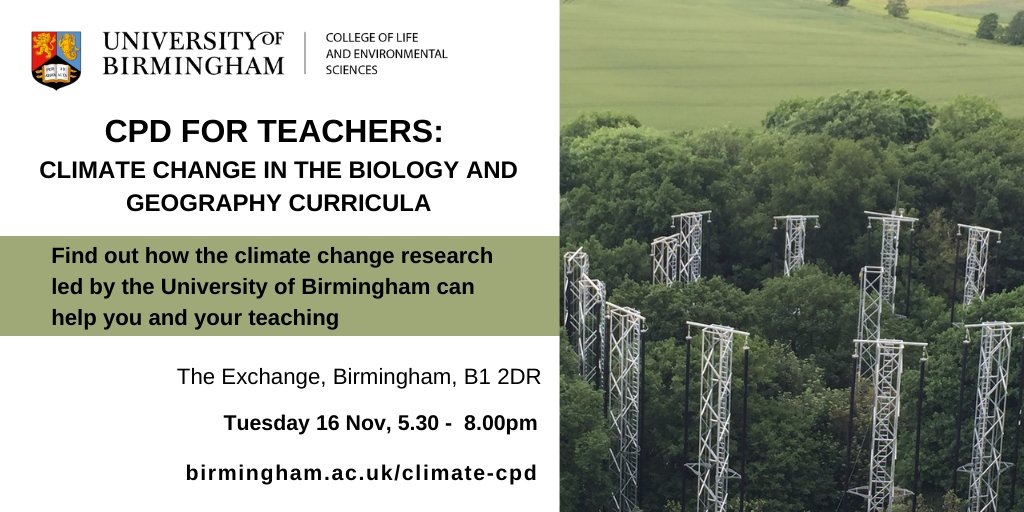 With #COP26 fast approaching this #Climate_change event for teachers is timely @BIFoRUoB <a href="/LES_UniBham/">College of Life and Environmental Sciences</a> <a href="/unibirmingham/">Uni of Birmingham</a>