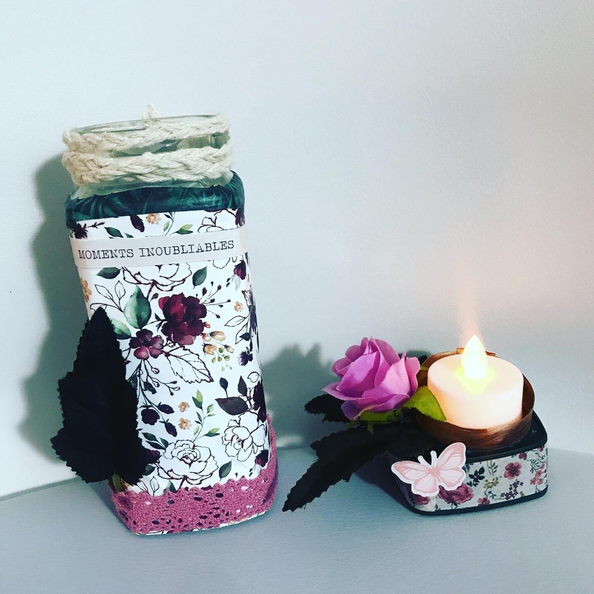 MelL0ve's tweet image. Nouveau duo décoratif disponible 🥰🙏🏾✨ #contactezmoi #creationartisanale #modeleunique #fleurs #pots #bougie #deco #faitmaison #recup