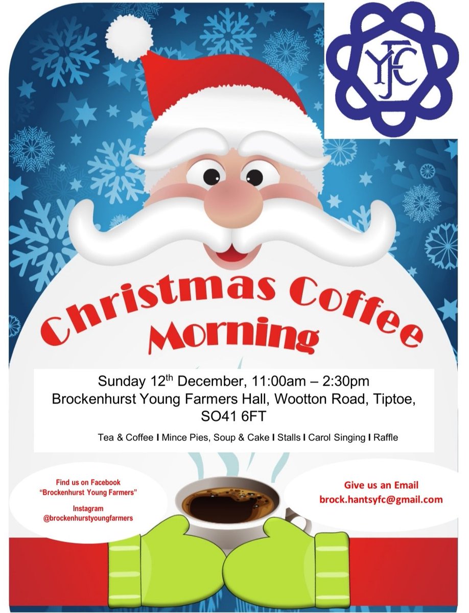 BrockYFC's tweet photo. We're on the lookout for Raffle Prizes for our Christmas Coffee Morning
Get in touch on events.brockyfc@gmail.com if you're interested

@LymoTweetUp @WatersideNew @NewForestEvents 
#charityevent #christmas

#youngfarmers #yfcdoitbest #brockenhurstyfc #newforest #hampshire https://t.co/emLkBboQEN