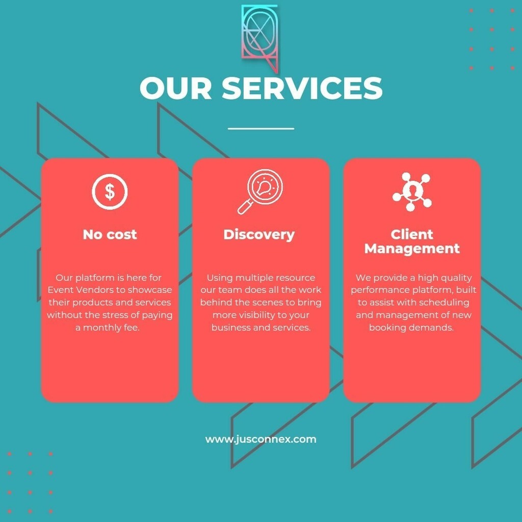 jusconnex's tweet photo. Grow your demand for business with JusConnex !! 

Manage new booking 
Receive payments 
Keep track of schedule and much more... 

List your business today 

Link in Bio 

#partyvendors #partyvenue #eventplanner #eventspace #eventproduction #eventphotogra… https://t.co/6ZW4t0D7Sk https://t.co/j6T11LbTEV