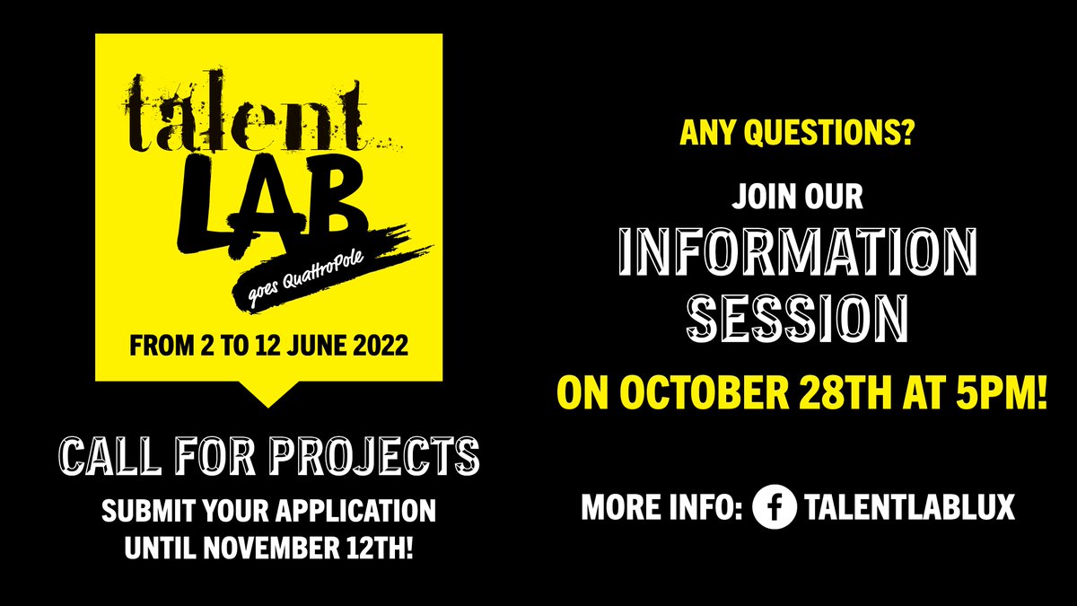 Apply now and become a member of the TalentLAB family! 📝
▶️The call for projects is online: bit.ly/3m0KdlW
#lestheatresvdl #talentlab2022
