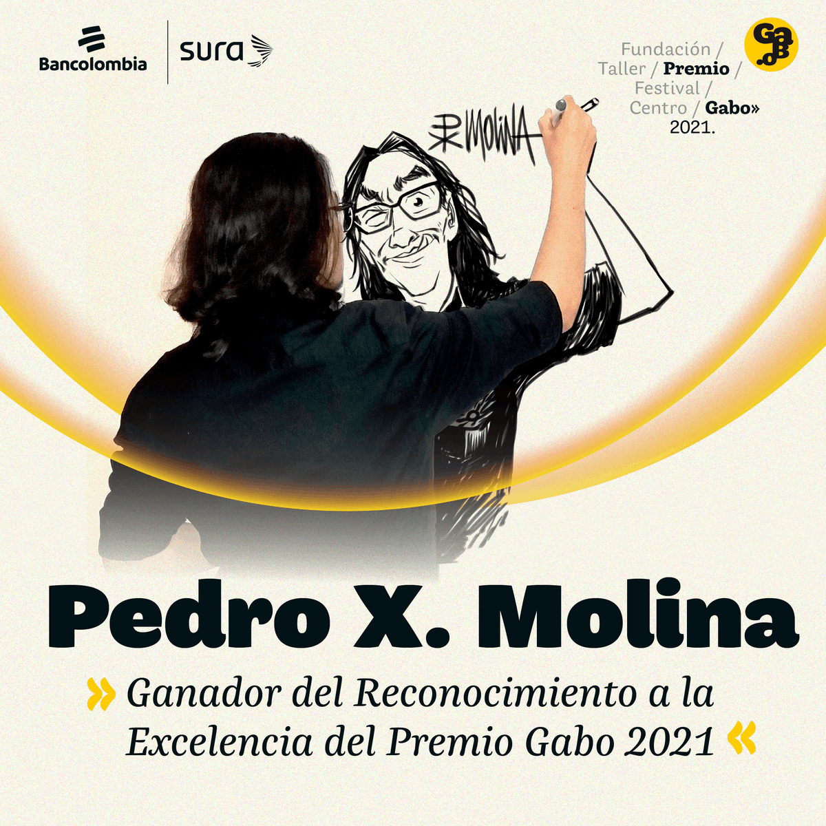 FestivalGabo's tweet photo. 👏👏👏

¡El caricaturista e ilustrador @pxmolina🇳🇮 gana el Reconocimiento a la Excelencia del #PremioGabo 2021, que otorga el Consejo Rector de la 
@fundaciongabo! 

📌https://t.co/haIF02g5Aq 

Abrimos🧵. https://t.co/MuS6Ymbq7f