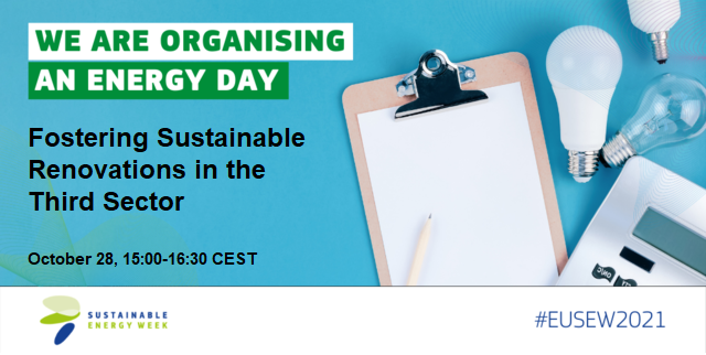 SER_project's tweet photo. [October 28] Is creating a better &amp; more #sustainable world your priority? Then you should take part in our digital Energy Day! 

⚡ Don't miss it and register here 👉🏻 https://t.co/gpKdc22C6e

#SustainableRenovation #ThirdSector #EUSEW2021 https://t.co/09L92IHIFC