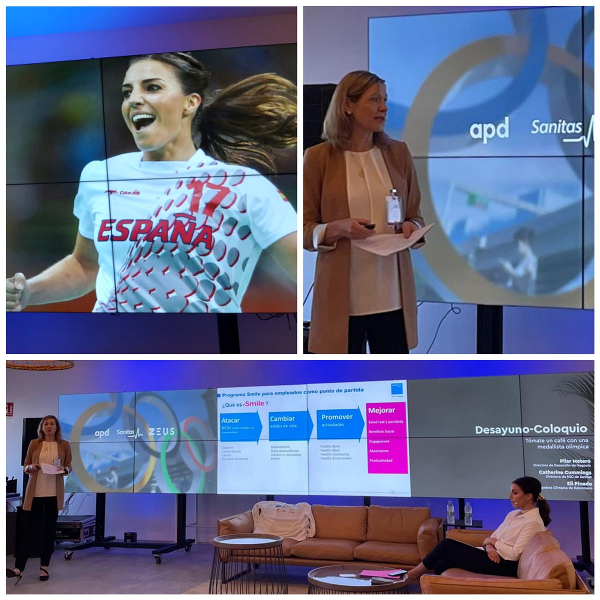 Con mi compañera de <a href="/sanitas/">Sanitas</a> <a href="/EliPinedo/">Eli Pinedo</a> en el desayuno de <a href="/APDasociacion/">APD</a>.  Nos enfocamos en #OneHealth con muchas preguntas también sobre salud emocional en nuestras ciudades, en el deporte y en el trabajo.