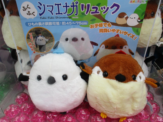 景品情報】 大人気のシマエナガ景品からぬいぐるみリュックが登場！ 肩