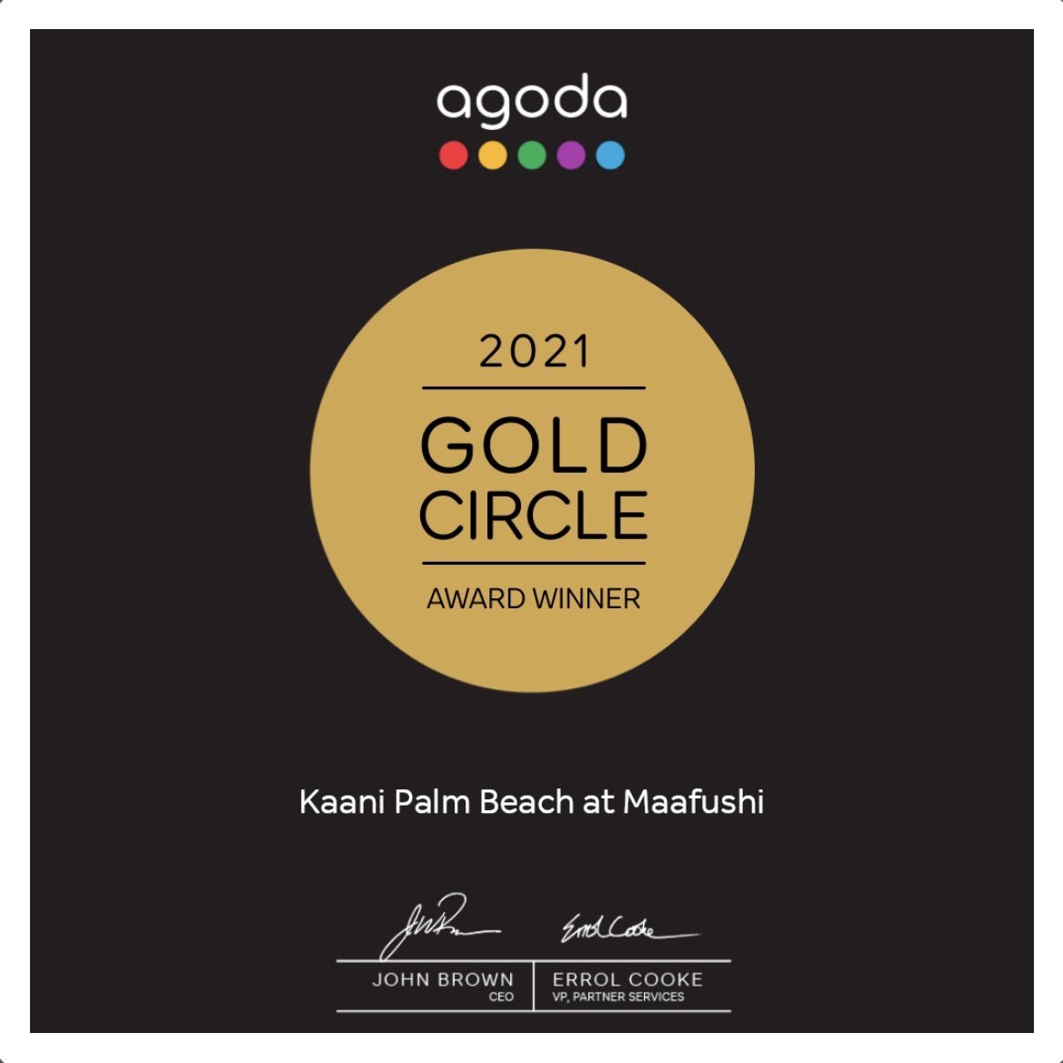 Kaani Palm Beach is honoured to receive the Agoda Gold Circle Award 2021, one of the top recognitions for Agoda partners. @aasisaleem @Mausoom_Maus @visitmaldives @imtmonline #localislandtourism