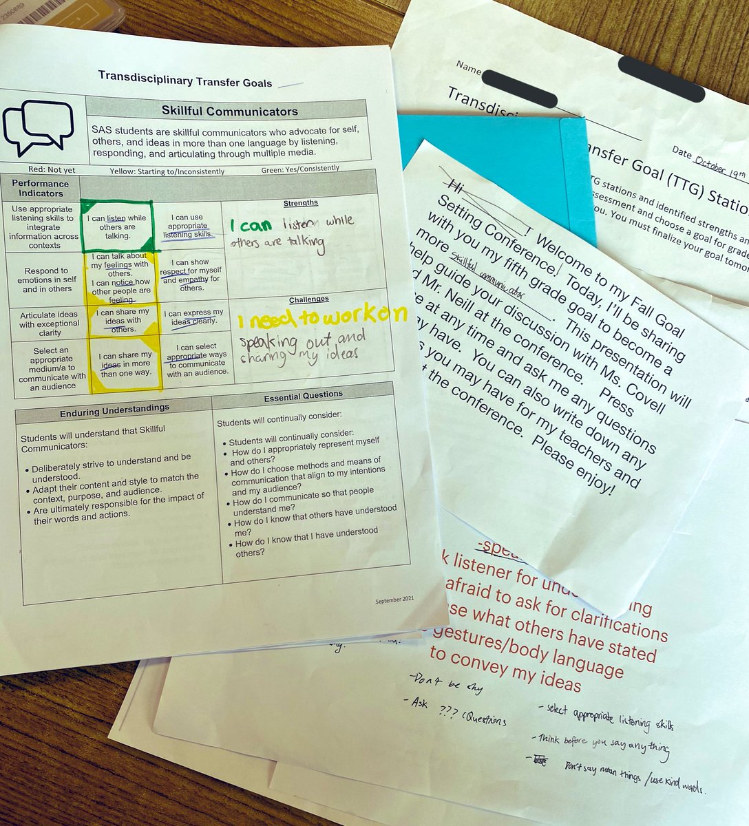 serzinclioglu's tweet photo. Day 46: Today I spent the afternoon with #5thgrade as they prepare for Goal Setting Conferences. Our @SASchina #transfergoals are at the center of our Ss’ reflections. #pdesrocks @daveyneill @mikeramproject @MjHibbeln @BoninUSC https://t.co/0PX5MNzK7U