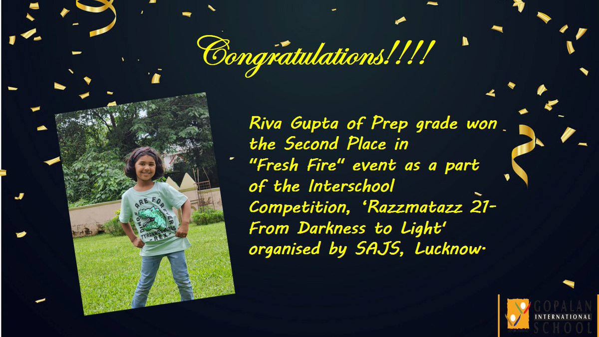 Congrulations to our Winners - Inter School Competition - SAJS, Lucknow. Pre- Primary School.
#gopalaninternationalschool
#joyoflearning
#InterschoolCompetition
#schools
#Whitefield
#bestschoolinwhitefield
#ICSE #IGCSE #cambridge
#preprimary