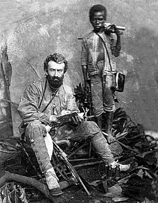 1874 год.
Николай Николаевич Миклухо-Маклай с аборигеном.