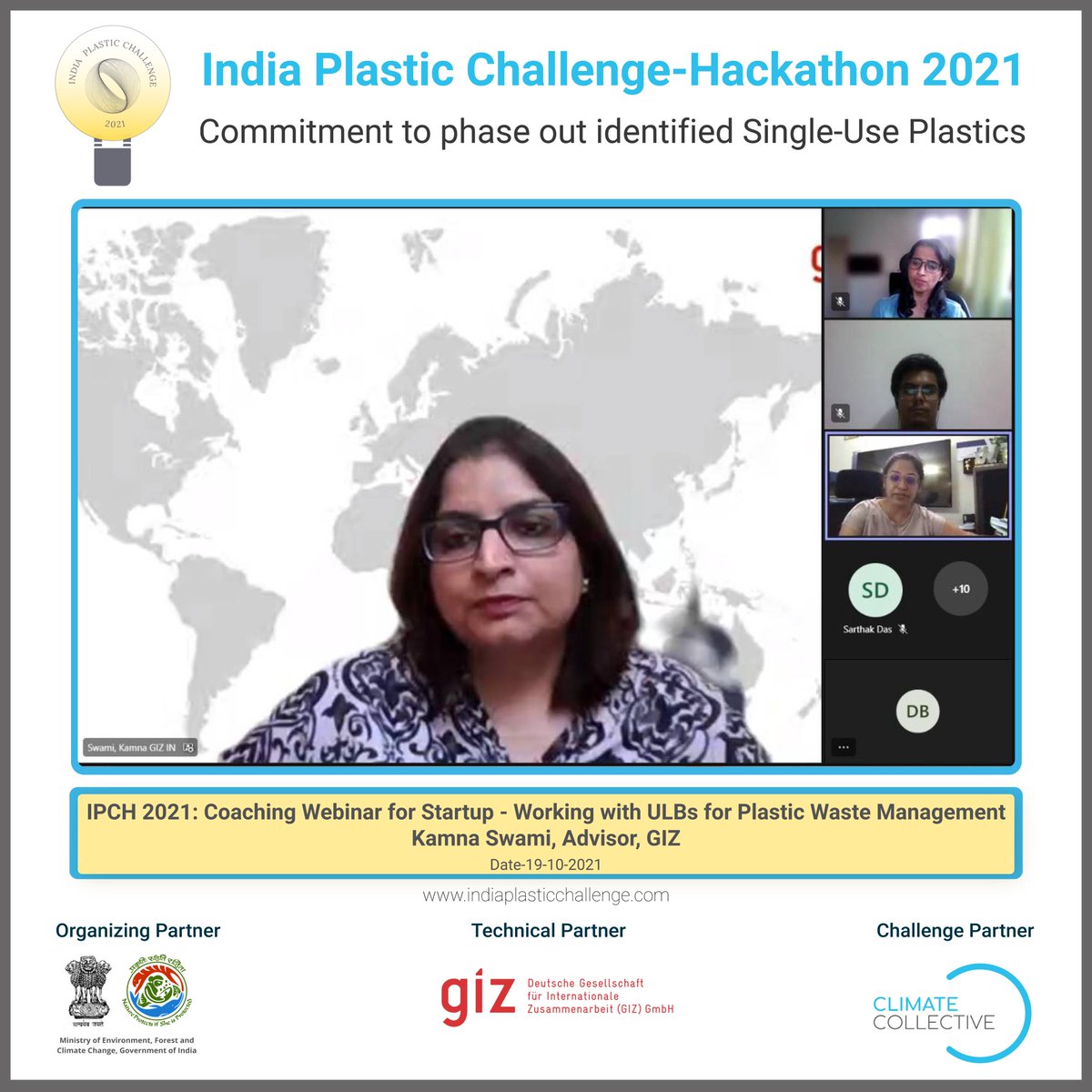 india_plastic's tweet photo. The day two of the India Plastic Challenge Hackathon started with insightful and interactive coaching webinars and mentoring sessions by renowned speakers!

@moefcc @EduMinOfIndia @CCollectiveNet @IndiaDST @NITIAayog https://t.co/7Mo01mcVak
