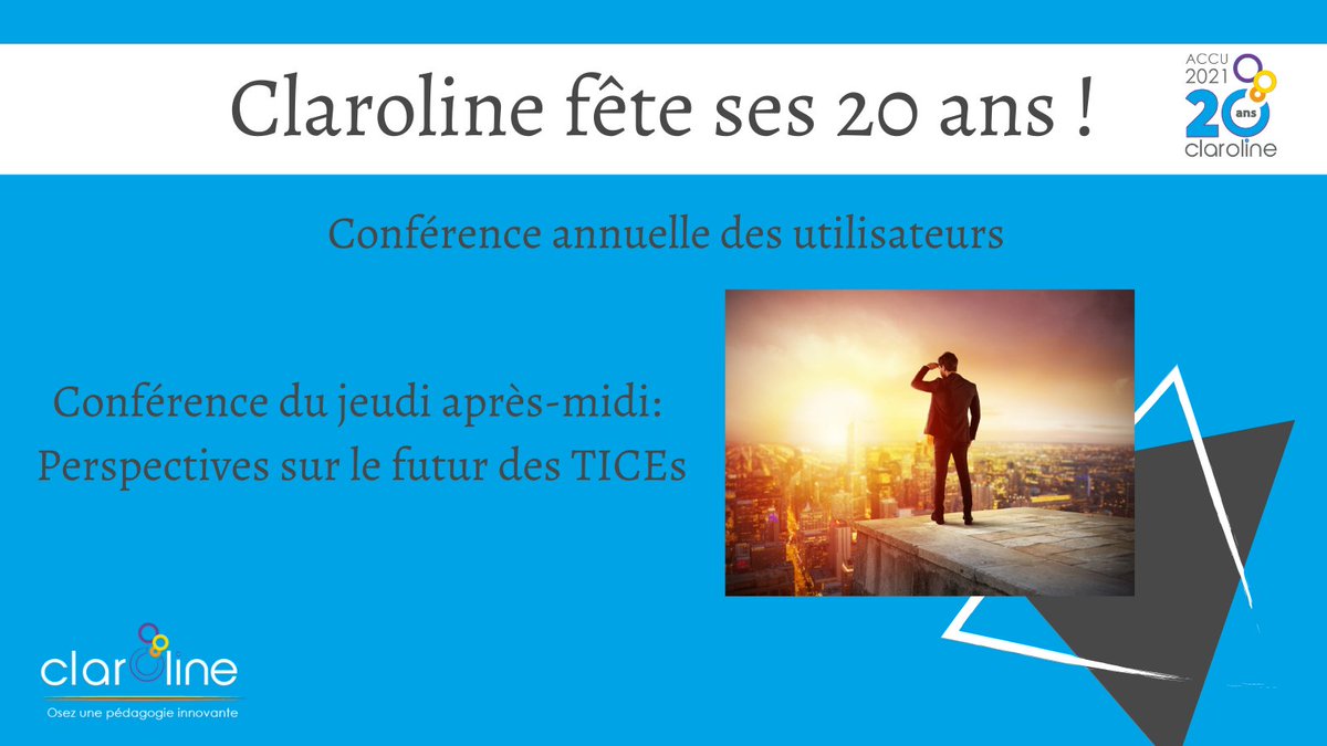 LMSClaroline's tweet photo. #ACCU2021 - Claroline fête ses 20 ans !
Nous aborderons les perspectives sur le futur des TICEs.
Entre science-fiction et réalité, l'occasion de réfléchir à vos pratiques actuelles et aux chemins d'évolution qui s'offrent à vous.

Pas encore inscrit ? 👉 https://t.co/SUU6igZp4R https://t.co/uj6uTpYlnR