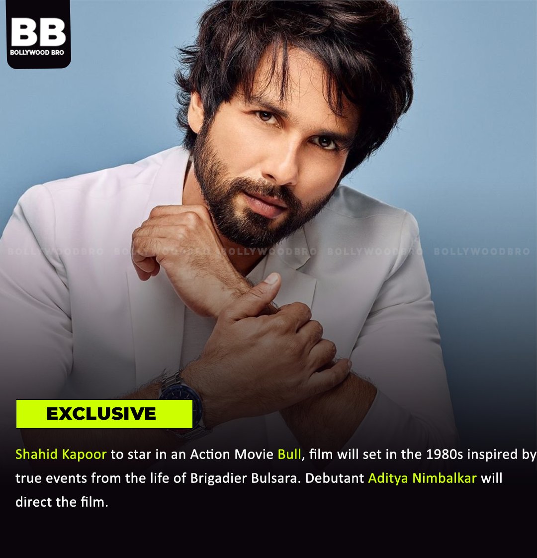 #ShahidKapoor to star in an Action Movie #Bull, film will set in the 1980s inspired by true events from the life of #BrigadierBulsara. Debutant #AdityaNimbalkar will 
direct the film.